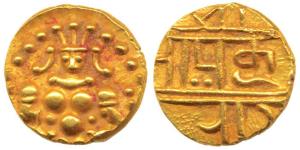 Nayakas of Chitradurga, Gold Durgi Pagoda, 3.30g, Krishna as Bal Gopala on obv., Nagari le