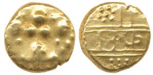 Nayakas of Chitradurga, Gold Durgi Pagoda, 3.23g, Krishna as Bal Gopala on obv., Nagari le