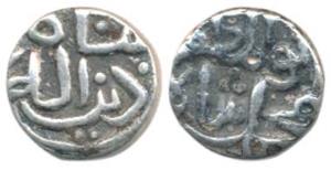 Muhammad Shah I (AH 760-777, 1359-1375 AD), Silver 1/6 Tanka, 1.70g, Binah din illah on ob