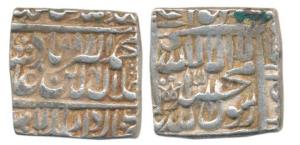 Akbar, Silver Square Rupee, 11.39g, Dar us-Sultanate Lahore Mint, AH 988, Kalima type (KM 