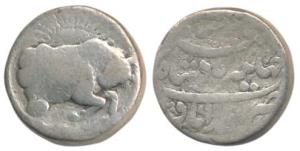 Jahangir (AH 1014-1037, 1605-1628 AD), Silver Zodiac Rupee, 11.04g, Ahmedabad Mint, Taurus