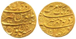 Aurangzeb (AH 1068-1118, 1658-1707 AD), Gold Mohur, 10.86g, Aurangabad Mint, AH 1073/5, co
