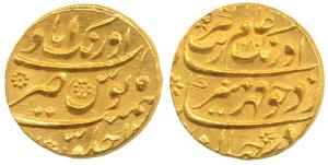 Aurangzeb, Gold Mohur, 10.86g, Aurangabad Mint, AH 1080/12, complete mint name at top on r