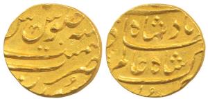 Shah Alam Bahadur, Gold Mohur, Surat Mint. Extremely Fine, Rare.