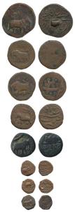 Tipu Sultan (AH 1197-1227, 1787-1799 AD), Copper 1/4, 1 and 2 Paisa, Faiza Hisar, Khurshed
