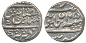 Mysore Mint, Silver ¼ Rupee, 2.83g, in the name of Shah Alam II, RY 45 (KM 205). About Ext