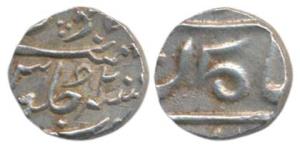Malabar Coast, Silver 1/5 Rupee, 2.32g, in the name of Alamgir II, Tellicherry Mint, RY 2 