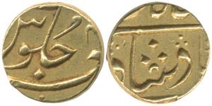 Gold 1/3 Mohur or Panchia, struck at the Bombay Mint, (circa 1801-1802), in the name of Sh