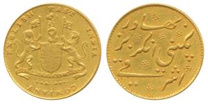 Gold Mohur (Ashrafi), 11.58g, 1819, coat of arms of the East India Company on obv., Persia