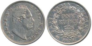 William IV, Silver Rupee, 1835, F raised, A / I / 19 Berries. About Extremely Fine, Scarce