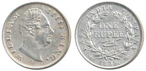 William IV, Silver Rupee, 1835, F raised, 19 Berries. Extremely Fine, the F raised very cl