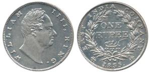 William IV, Silver Rupee, 1835, B / II / 20 Berries. Very Fine+.