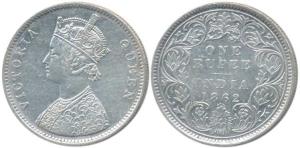 Victoria Queen, Silver Rupee, 1862, A / I / 0 / 4 dot. About Extremely Fine, Scarce.