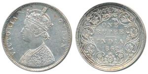 Victoria Queen, Silver Rupee, 1862, A / II / 1 / 10. About Extremely Fine, Very Rare.