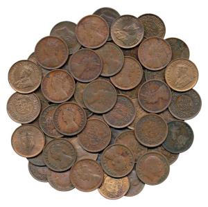 Victoria Queen and Empress, Edward VII, George V and George VI, Copper and Bronze ½ Pice, 