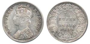 Victoria Empress, Silver ¼ Rupee, 1889, Bombay Mint, C / II / B incused. Extremely Fine.