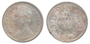 Victoria Empress, Silver ¼ Rupee, 1893, Calcutta Mint, C / II / C incuse. Extremely Fine.