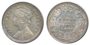 Victoria Empress, Silver ¼ Rupee, 1894, Calcutta Mint, C / II / C incuse. About Uncirculat
