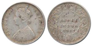 Victoria Empress, Silver ½ Rupee, 1887, Bombay Mint, A / II / B raised. Very Fine+, Scarce