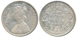 Victoria Empress, Silver Rupee, 1881, Bombay Mint, A3 / I / Dot. About Extremely Fine, Ver