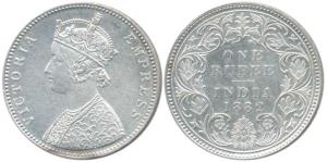 Victoria Empress, Silver Rupee, 1882, Bombay Mint, A3 / I Dot. About Uncirculated.