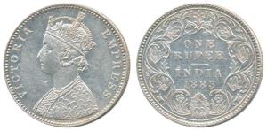 Victoria Empress, Silver Rupee, 1883, Bombay Mint, A3 / I / B raised. Extremely Fine. Scar