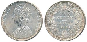 Victoria Empress, Silver Rupee, 1898, Bombay Mint, C2 / I / B incuse. About Extremely Fine
