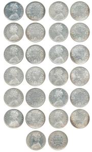 Victoria Empress, Silver Rupee (13), 1877 (2), 1878, 1884, 1886, 1887, 1888, 1889, 1890, 1