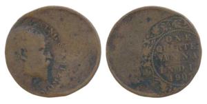 Edward VII, Copper ¼ Anna, Error, 40% off-center, 1907. Unusual, Fine+, Very Rare.