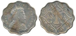 Edward VII, Cupro-Nickel Anna, 1909. Uncirculated, Rare.
