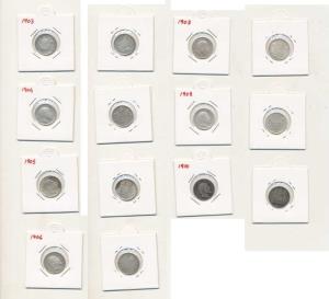 Edward VII, Silver ¼ Rupee (7), 1903, 1904, 1905, 1906, 1907, 1908 and 1910. Very Fine to 