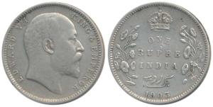 Edward VII, Silver Rupee, 1903, Urdu error with 3 dots on the left instead of the normally
