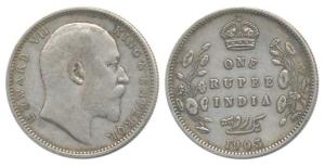 Edward VII, Silver Rupee, 1903, B raised, Urdu error with 4 dots on the left instead of th