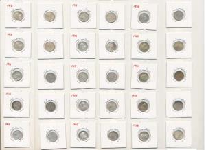 George V, Silver ¼ Rupee (15), 1912, 1913, 1914, 1915, 1916, 1917, 1918, 1919, 1925, 1926,
