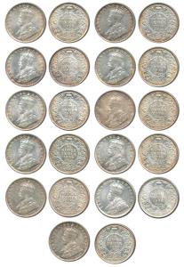 George V, Silver ¼ Rupee, 1936. Extremely Fine to mostly Uncirculated. (11)