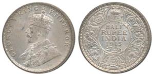 George V, Silver ½ Rupee, 1915, Calcutta Mint. About Uncirculated, Scarce.