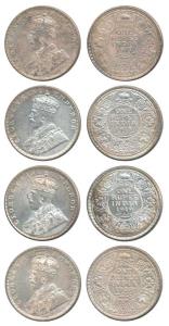 George V, Silver Rupee (4), 1917, 1918, 1919 and 1920. Extremely Fine to Uncirculated. (4)