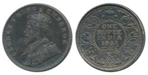 George V, Silver Rupee, 1922, Bombay Mint. Nice dark toning, About Extremely Fine, Scarce.