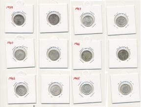 George VI, Silver ¼ Rupee (6), 1939, 1940, 1942, 1943, 1944 and 1945. Very Fine to Uncircu