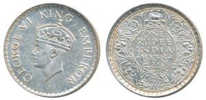 George VI, Silver Rupee, 1938, Bombay Mint, with dot. Uncirculated, Scarce.