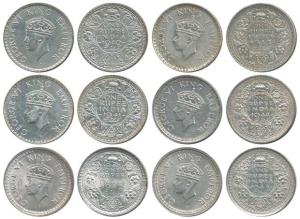 George VI, Silver Rupee (6), 1940, 1941, 1942, 1943, 1944 and 1945. Very Fine+ to Uncircul