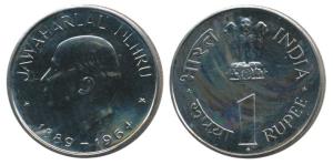 Proof Cupro-Nickle Rupee, 1964, Jawaharlal Nehru. Proof in Mint State, Rare.
