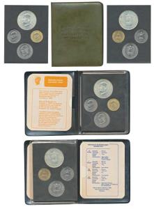 1969 Uncirculated Set, Gandhiji Birth Centennial, set of 4, 20 Paise to Rupees 10. In imma