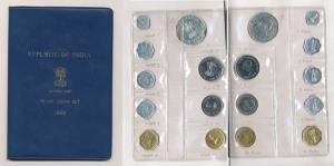 1969 Proof Set, Gandhiji Birth Centennial, set of 9, 1 Paisa to Rupees 10, Bombay Mint. In