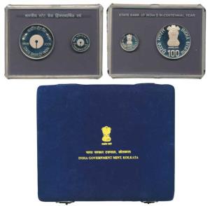 2006 Executive Set, State Bank of India, set of 2, Rupees 5 and 100. In immaculate conditi