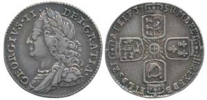 Great Britain, George II, Silver 6 Pence, without emblems between Shields on rev., 1758 (K