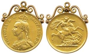 Great Britain, Victoria Queen, Gold 2 Pounds, 16g, Jubilee head, St. George slaying a drag