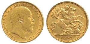 Great Britain, Edward VII, Gold ½ Sovereign, 4g, 1905, (KM 804). Very Fine.