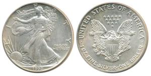 United States of America, Silver Dollar, 1992, Walking Liberty. Brilliant Uncirculated.