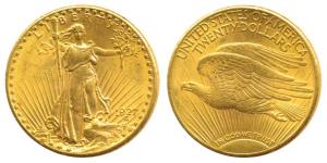 United States of America, Saint-Gaudens double eagle Gold $20, Liberty standing on obv., e
